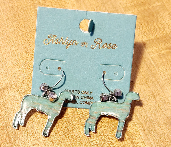 teal sheep earring