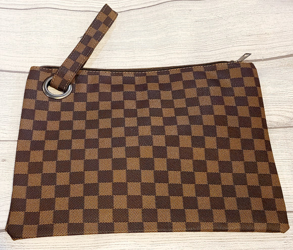 Brown square wristlet