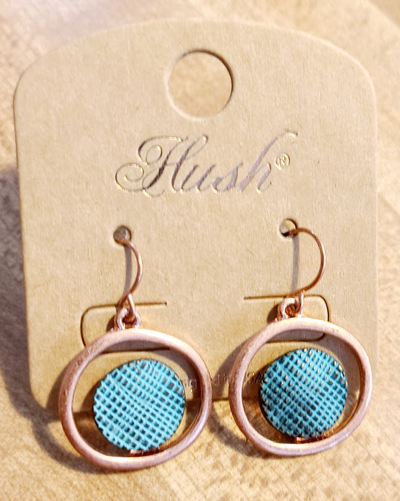 copper and teal earrings