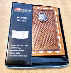 mens nocona tri fold wallet