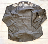 blackish grey over shirt with aztec design