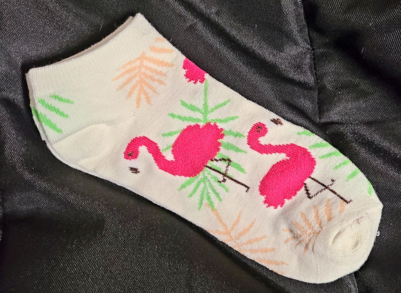 cream flamingo sock