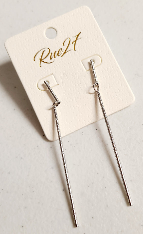 textured silver bar earring