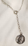 layered metal coin dangle necklace