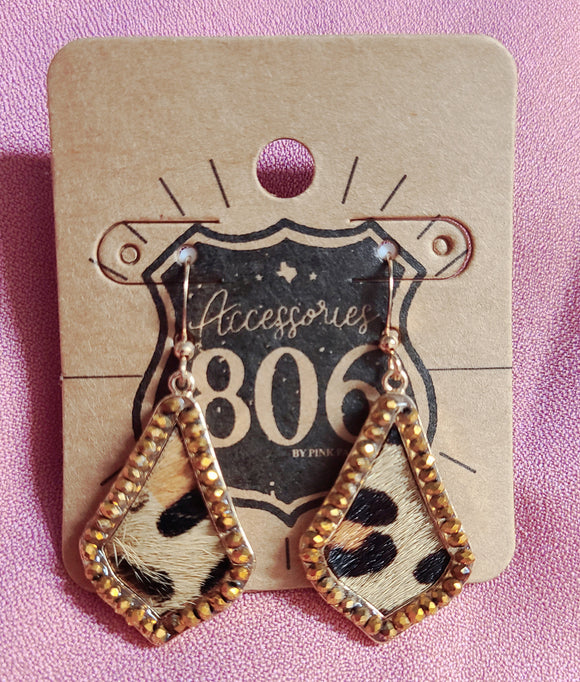 cheetah and rhinestone earring