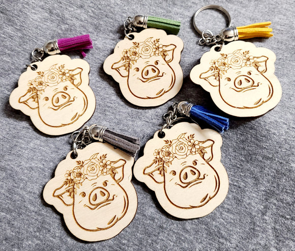 floral pig keychain