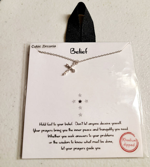 belief necklace rhodium dipped