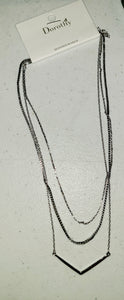 silver three layer with v shape 16"-18" necklace