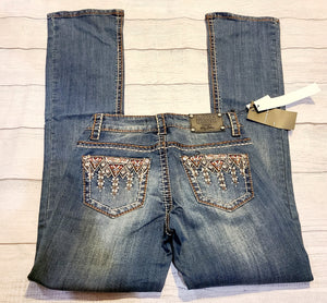 ladies embrodery dark crystal jeans