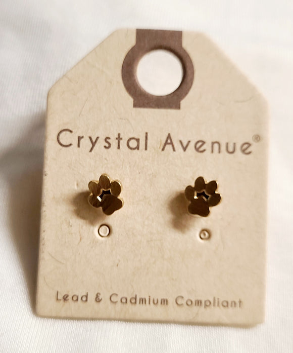 gold dog paw earrings