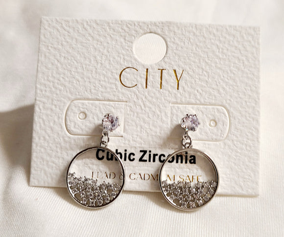 silver cubic zirconia earring