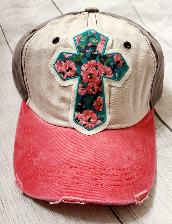 floral cross hat