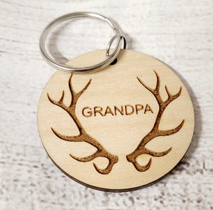 antler  "grandpa" wooden keychain