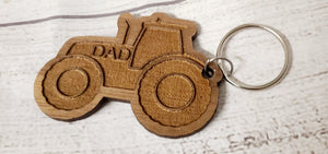 tractor "dad" wooden keychain