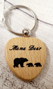 mama bear with 2 cubs keychain