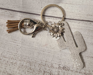 hair on hide cactus keychain