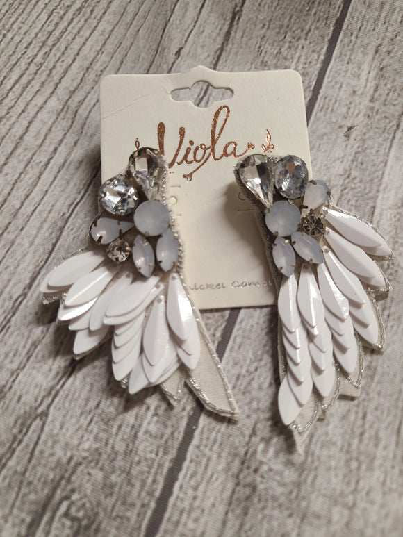 white wing earrings