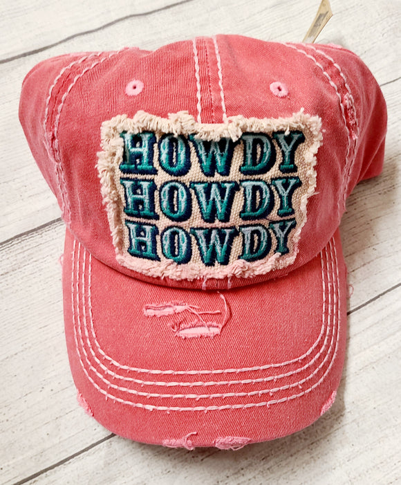 DISTRESSED PINK STACKED HOWDY CAP