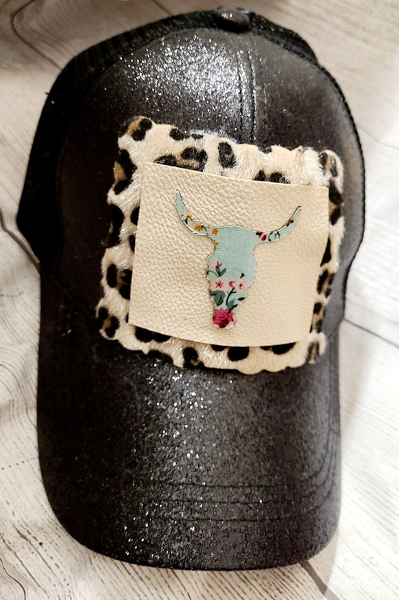 glitter steer head hat