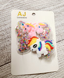 unicorn glitter hair clips