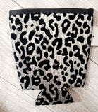 large tumbler coozie- snow leopard