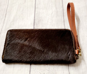 brown cowhide clutch wallet