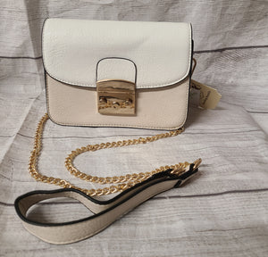 white and tan crossbody