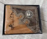 Montana West Cross Concho Genuine Leather Men's Western Wallet