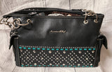 ab-6214wbk american bling black studded satchel