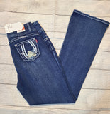 bling horseshoe bootcut jeans