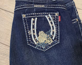 bling horseshoe bootcut jeans