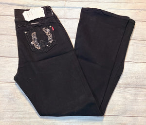 black denim bling horseshoe bootcut jeans