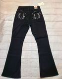 black denim bling horseshoe bootcut jeans