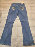 bling star light wash bootcut jeans