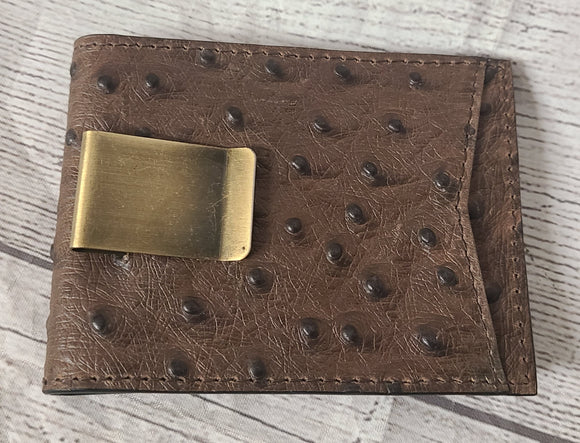 3d belt co ostrich print money clip