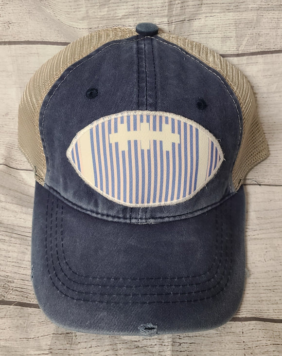 blue denim football ballcap- game day