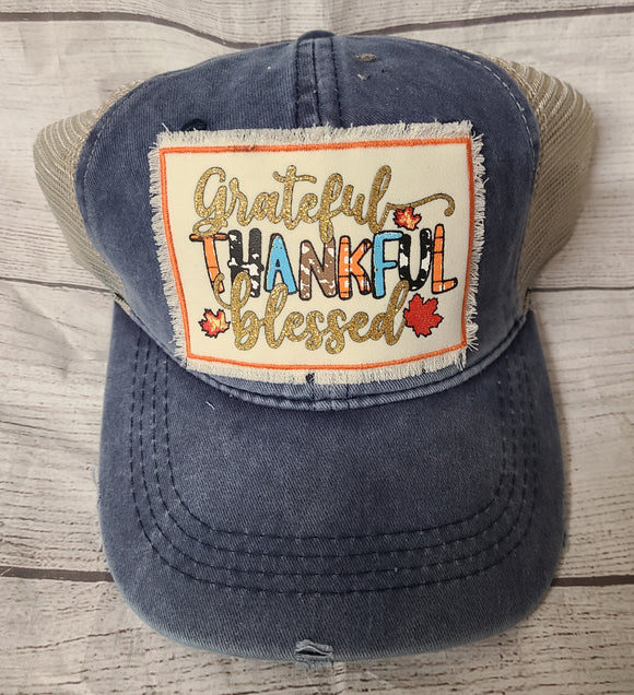 blue grateful thankful blessed ballcap