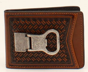 Mens Nocona Basketweave Embossed Bifold Wallet n500003708