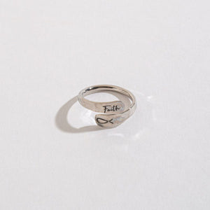 FAITH ENGRAVED ADJUSTABLE RING – SILVER