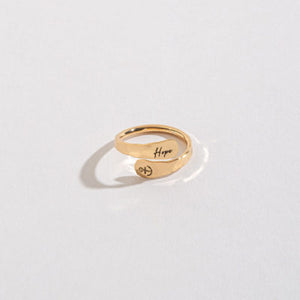 HOPE ENGRAVED ADJUSTABLE RING – GOLD