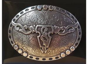 37717 NOCONA BELT BUCKLE SCROLLED STEER