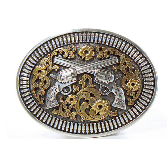 NOCONA OVAL FLORAL REVOLVERS BUCKLE - 37009