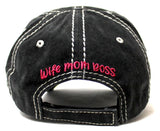 Women's Ballcap Wife, Mom, Boss Floral Patch Embroidery Monogram Hat