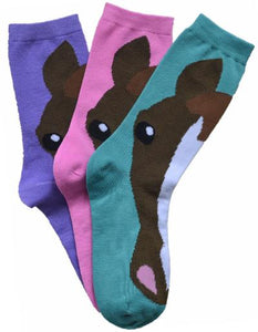 LADIES' HORSE FACE CREW SOCKS a833