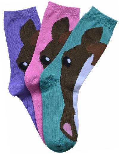 LADIES' HORSE FACE CREW SOCKS a833