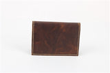 RFID Hunter Leather Men's Slim Bifold Card Case. American Bison Product Code: 8018 Brown