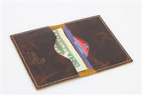 RFID Hunter Leather Men's Slim Bifold Card Case. American Bison Product Code: 8018 Brown