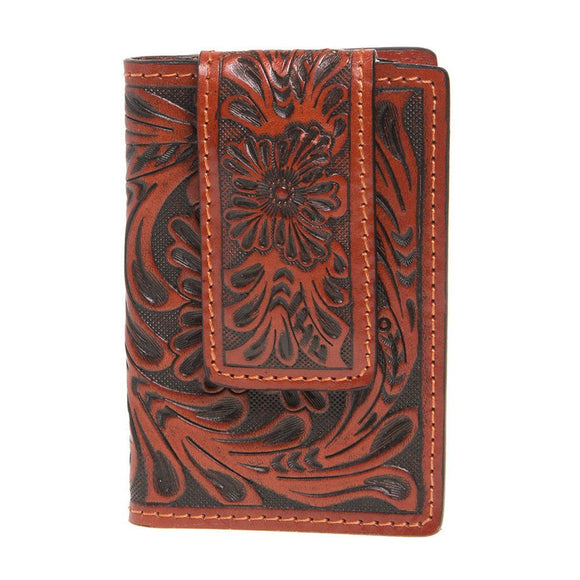 3d wallet Tan Floral Money Clip dw67