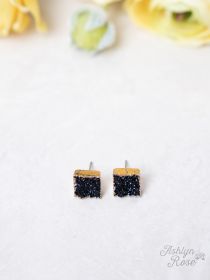 Set to Shine Druzy Stone Stud Earrings, Black