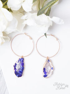 Special Collection Geode Hoop Earrings, Indigo